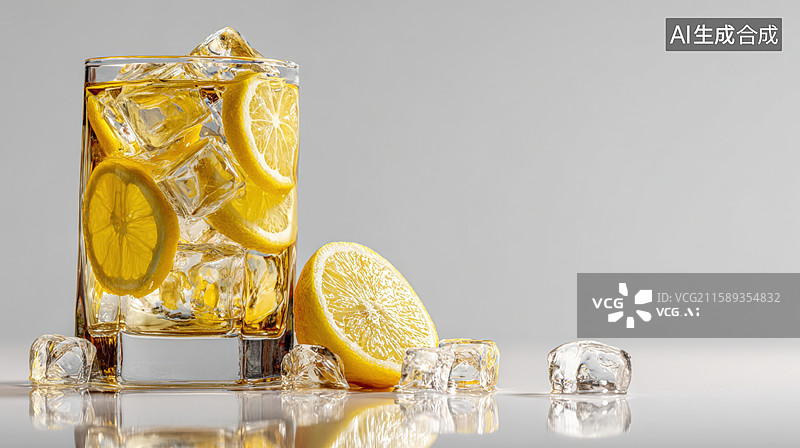 【AI数字艺术】清爽柠檬冰饮图片素材