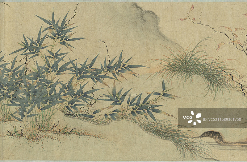 中国古代绘画艺术品，宋代，刘永年，花荫玉兔图卷图片素材