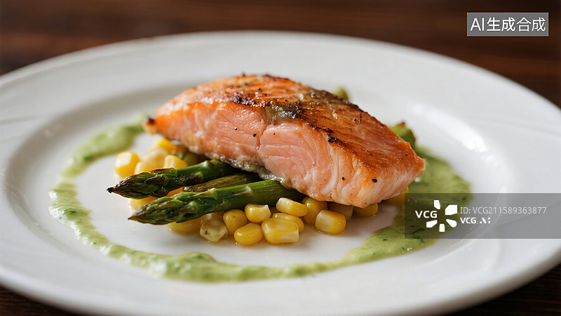【AI数字艺术】味蕾盛宴：金典香烤三文鱼图片素材
