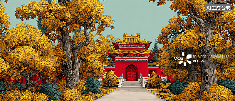 【AI数字艺术】皇家园林的色彩诗意图片素材