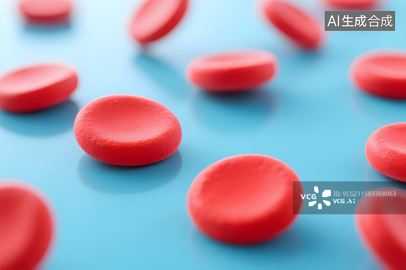 【AI数字艺术】红色血小板血液医学概念背景图图片素材