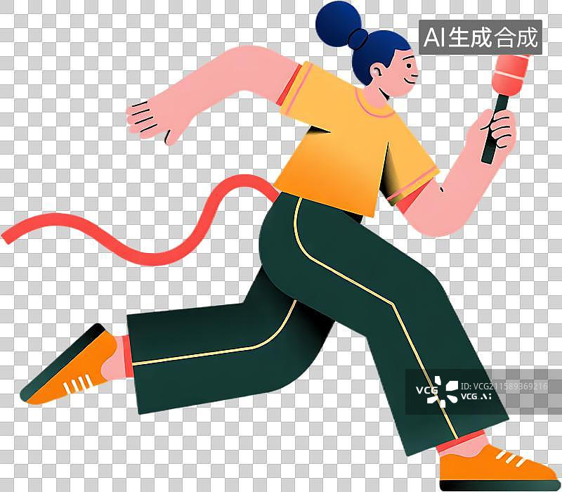 【AI数字艺术】跑步者手持麦克风，动感十足图片素材