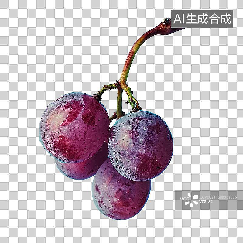 【AI数字艺术】一串长有霜的的紫色葡萄图片素材