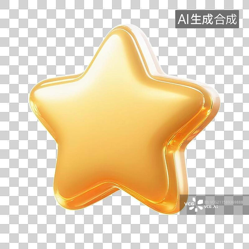【AI数字艺术】3D卡通风格立体金色星星装饰图片素材
