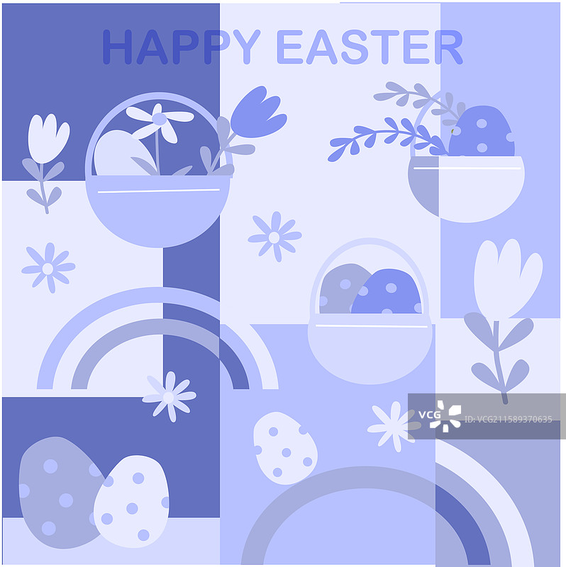 快乐复活节图案，带有花卉图案和图片素材