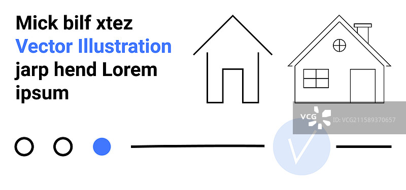 极简主义房屋设计，带有用户界面元素和文字图片素材