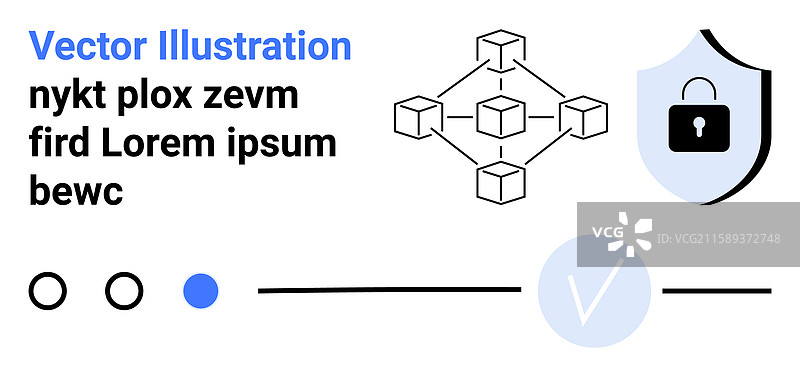 带有安全盾牌的区块链网络图片素材