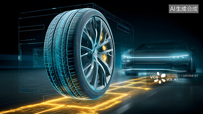 【AI数字艺术】高性能轮胎展示图片素材