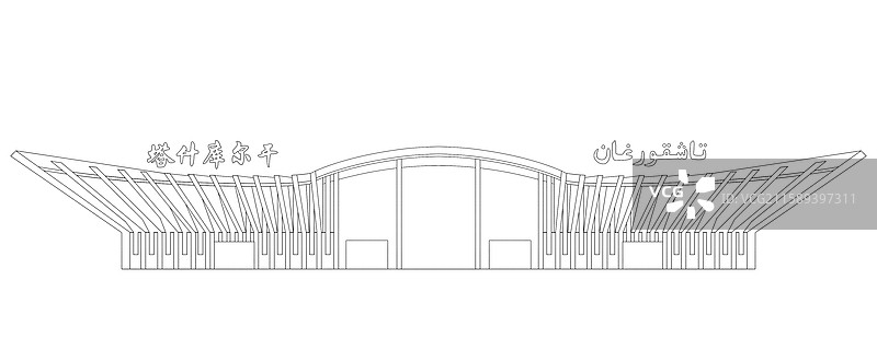 新疆喀什库尔干机场线稿图片素材