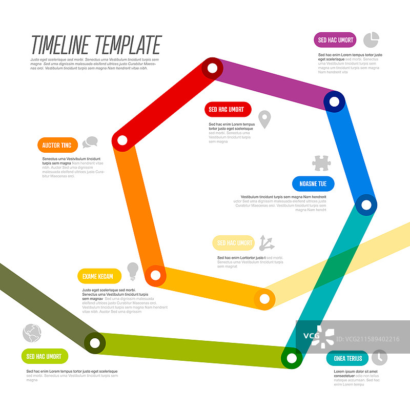 多彩的多边形时间轴模板设计图片素材