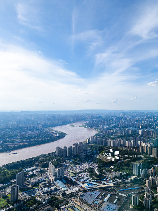 航拍重庆长江两岸九龙坡区与巴南区图片素材