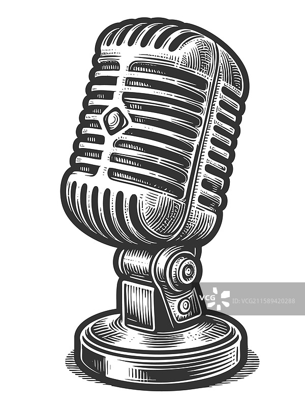 复古麦克风雕刻图片素材
