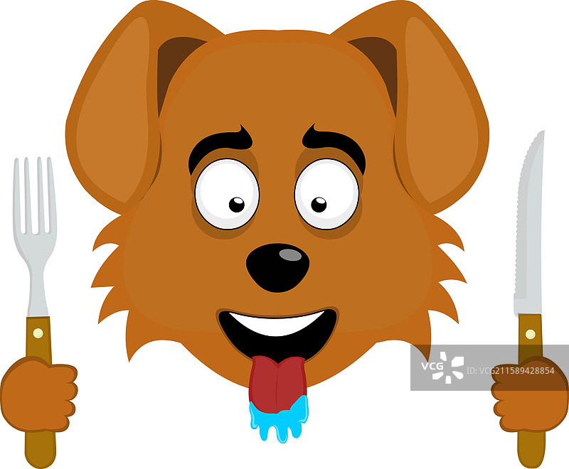 狗饿了，刀叉图片素材
