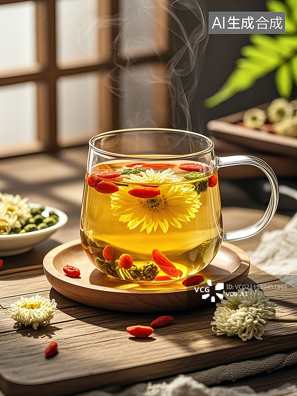 【AI数字艺术】秋季润燥菊花茶图片素材