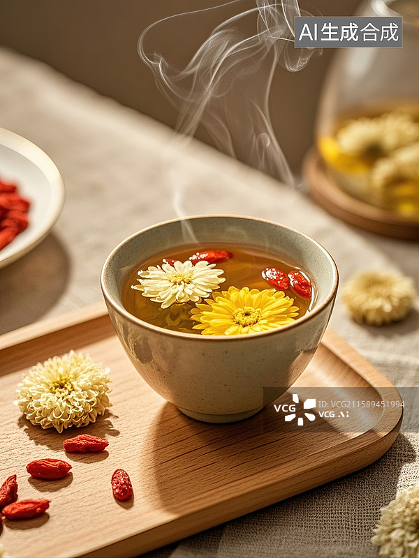 【AI数字艺术】秋季润燥菊花茶图片素材