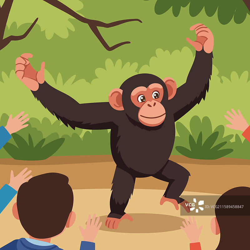 举手欢呼的黑猩猩图片素材
