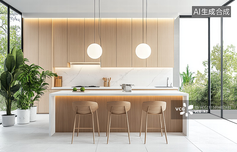 【AI数字艺术】现代简约厨房设计图片素材