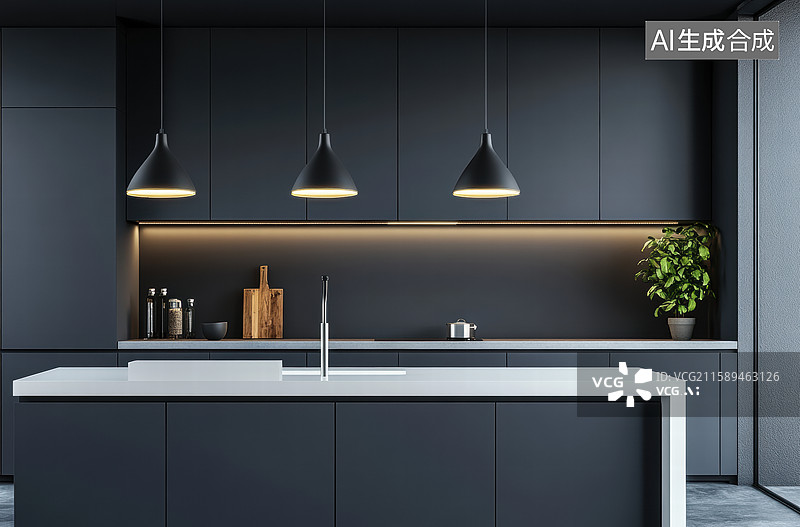 【AI数字艺术】现代简约厨房设计图片素材