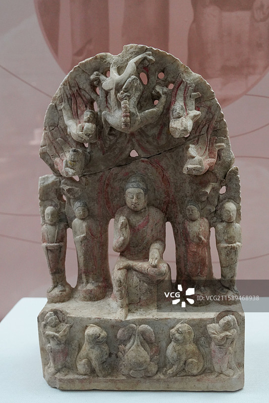 河北省 邯郸市 临漳县 邺城考古博物馆 北齐 坐佛五尊像图片素材