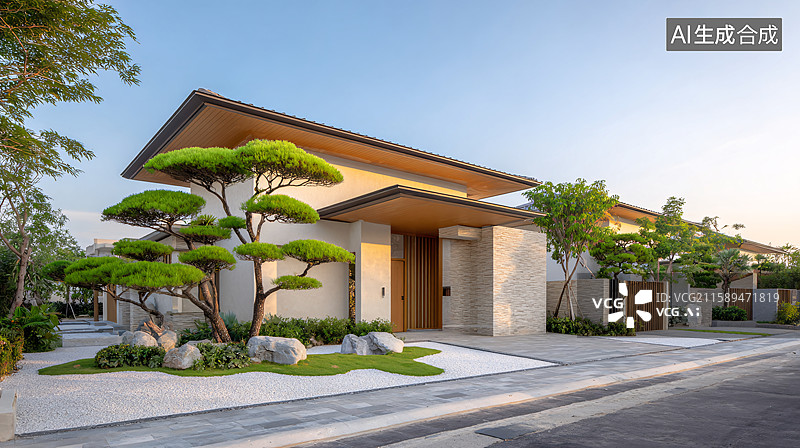 【AI数字艺术】现代庭院背景图片素材