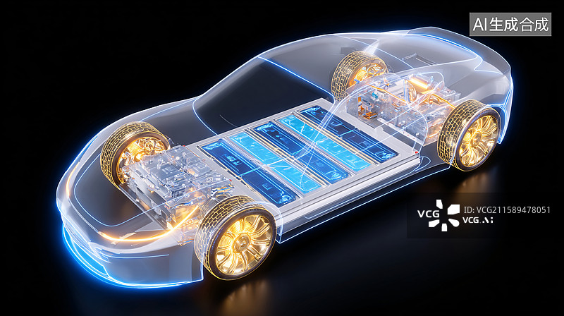 【AI数字艺术】全息图汽车动力概念科技背景图片素材
