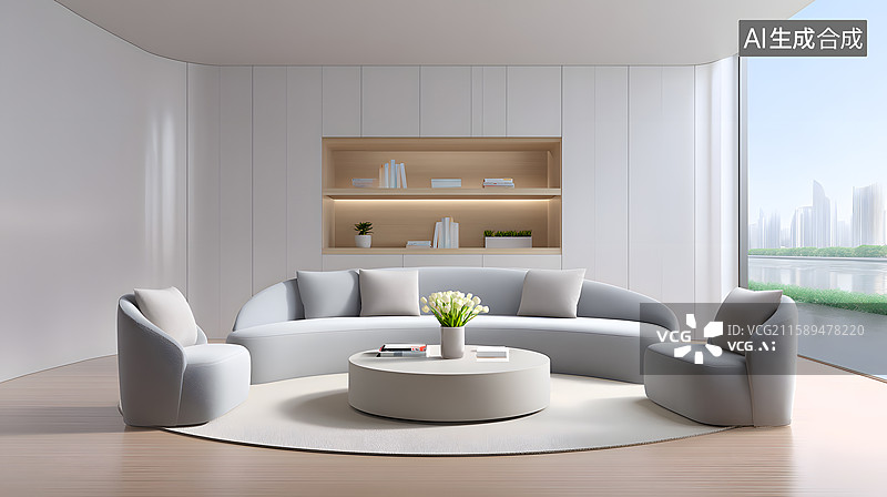 【AI数字艺术】现代风格的客厅图片素材