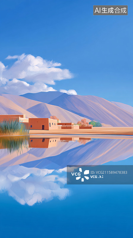 【AI数字艺术】秋天美丽自然风景插画图片素材