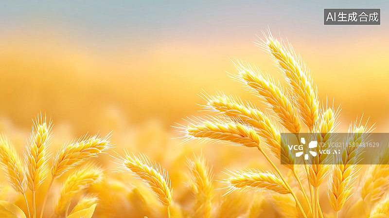 【AI数字艺术】金色麦田插画图片素材