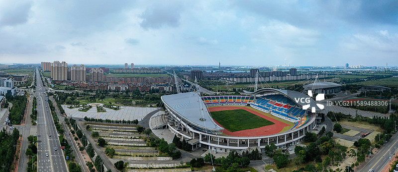 营口市 西市区 明湖广场 奥体中心 航拍图片素材