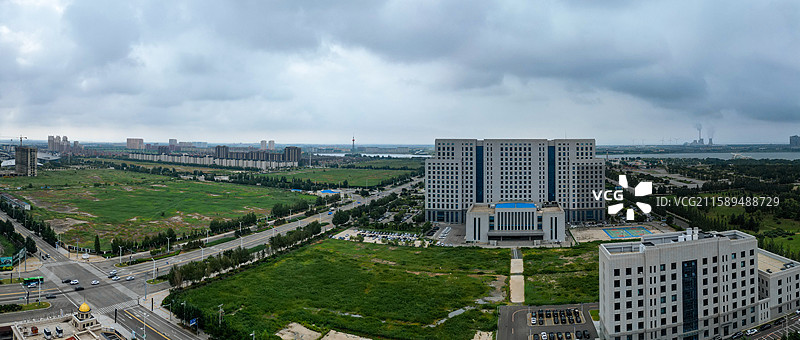 营口市 西市区 明湖广场 奥体中心 航拍图片素材