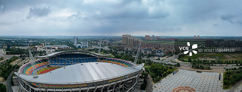 营口市 西市区 明湖广场 奥体中心 航拍图片素材