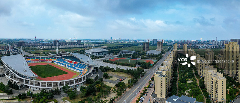 营口市 西市区 明湖广场 奥体中心 航拍图片素材