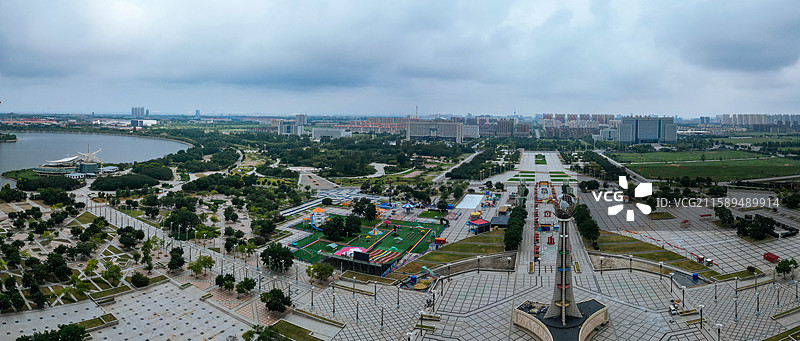 营口市 西市区 明湖广场 奥体中心 航拍图片素材