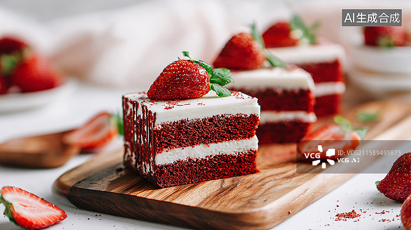 【AI数字艺术】红丝绒蛋糕图片素材