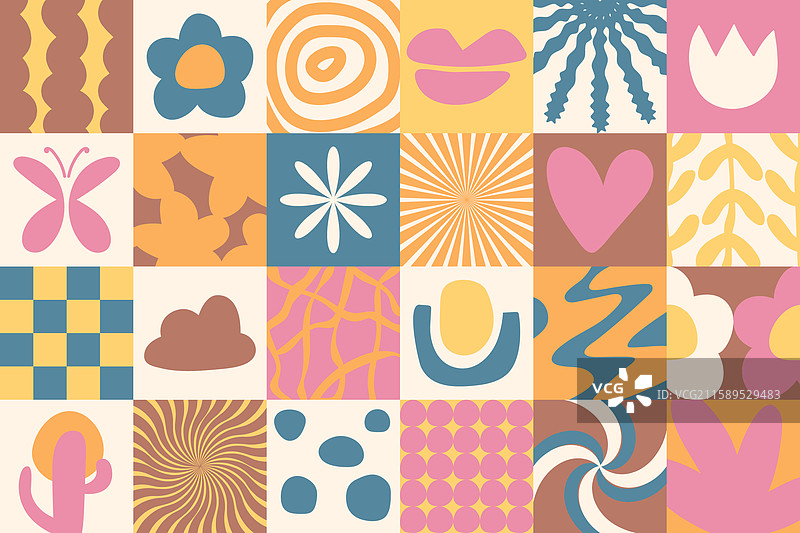 有趣的几何图案，涂鸦极简风格图片素材