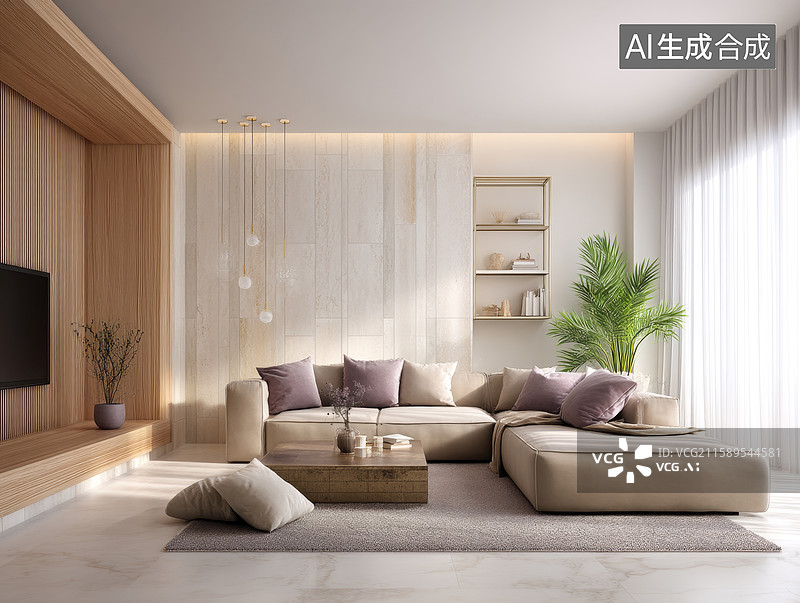 【AI数字艺术】现代简约客厅设计图片素材