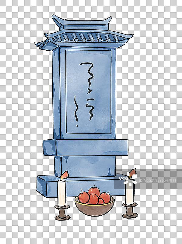清明节中元节祭祀坟墓墓碑祭祖手绘插画元素图片素材