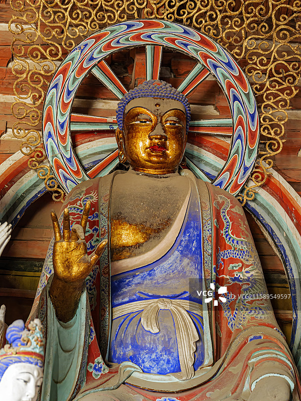 山西省忻州市五台县佛光寺东大殿雕塑图片素材