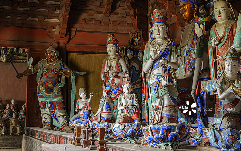 山西省忻州市五台县佛光寺东大殿雕塑图片素材