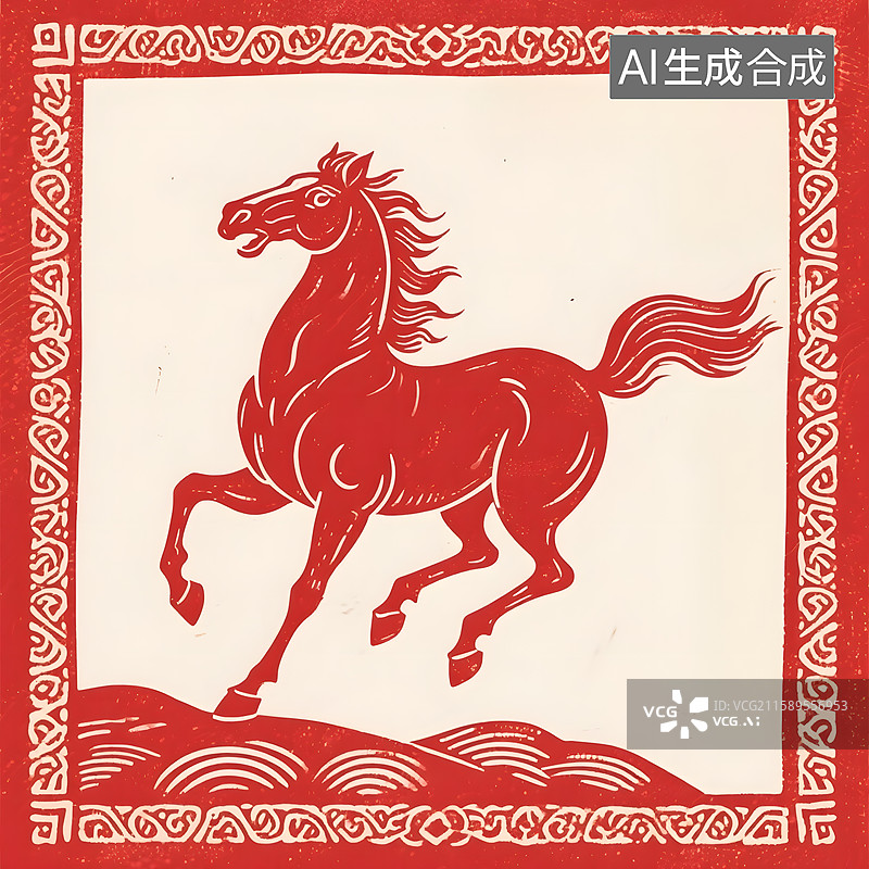 【AI数字艺术】马年大吉油画版画国画剪纸浮雕玉器金箔画漆画琉璃马的造型图片素材
