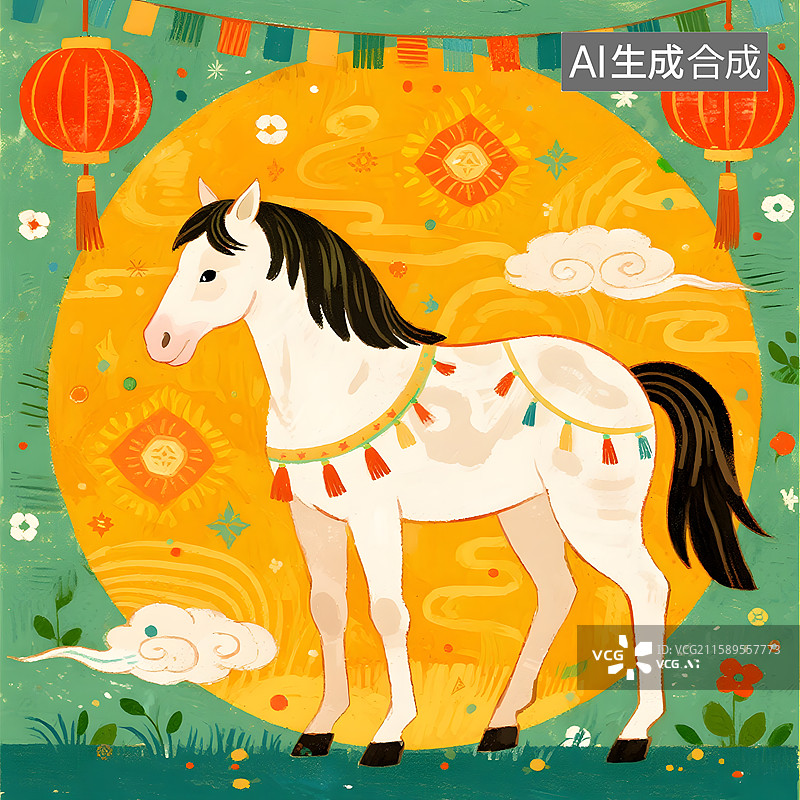 【AI数字艺术】马踏春风油画版画国画手绘刺绣浮雕玉器金箔画漆画琉璃马的造型图片素材