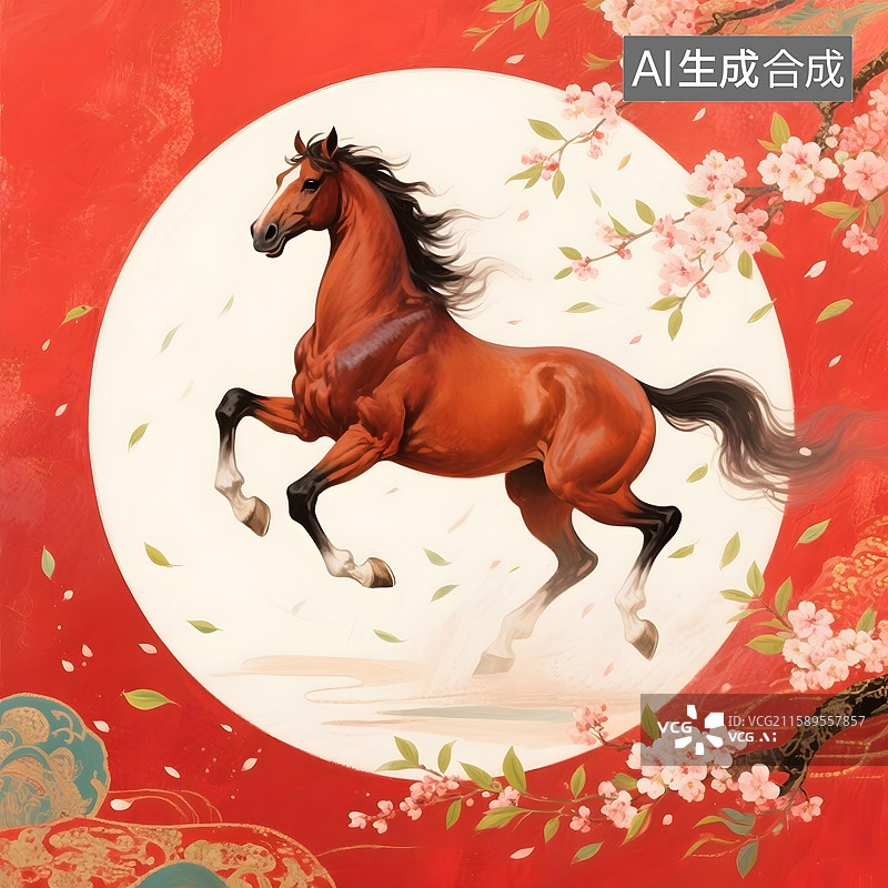 【AI数字艺术】马踏春风油画版画国画手绘刺绣浮雕玉器金箔画漆画琉璃马的造型图片素材