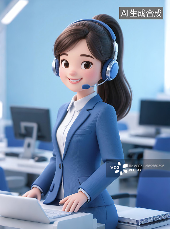 【AI数字艺术】电话客服，服务人员，专业服务图片素材