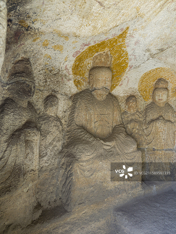 山西省太原市晋源区龙山石窟图片素材