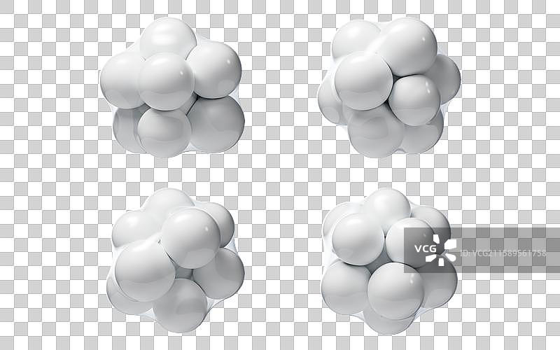 抽象白色球体颗粒三维渲染图片素材