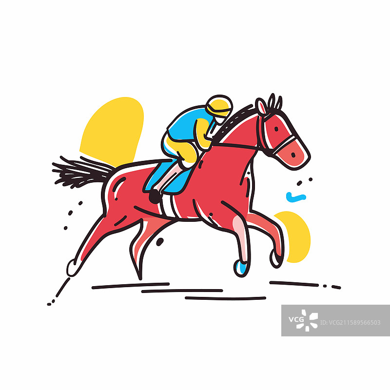 肯塔基德比以涂鸦印加卡通风格呈现图片素材