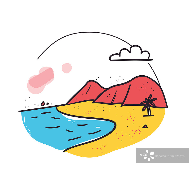 马里布的祖马海滩以涂鸦印加卡通风格呈现图片素材