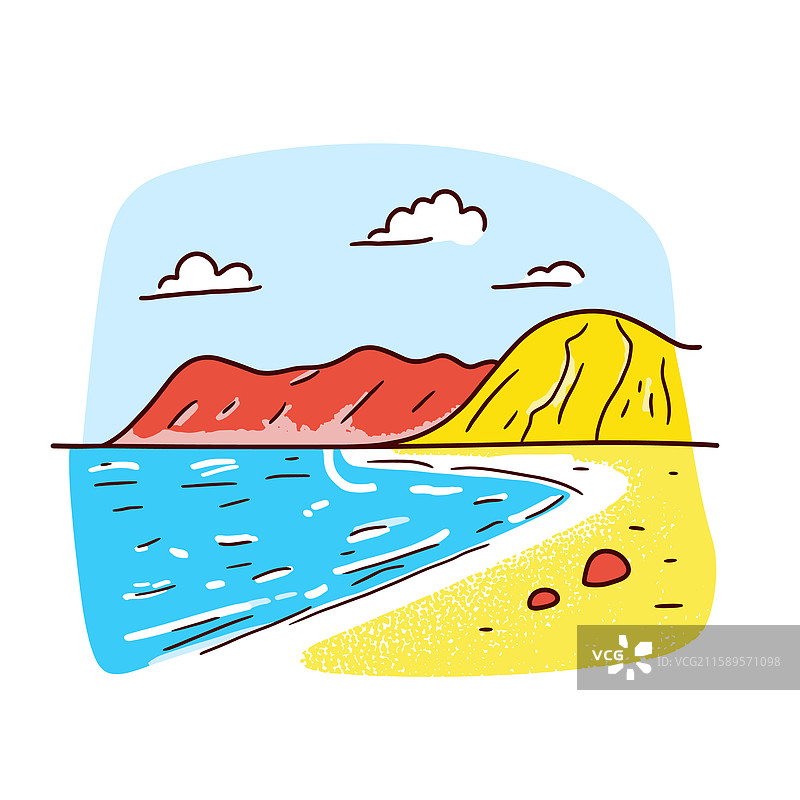 马里布的祖马海滩以涂鸦印加卡通风格呈现图片素材