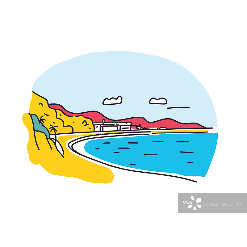 马里布的祖马海滩以涂鸦印加卡通风格呈现图片素材