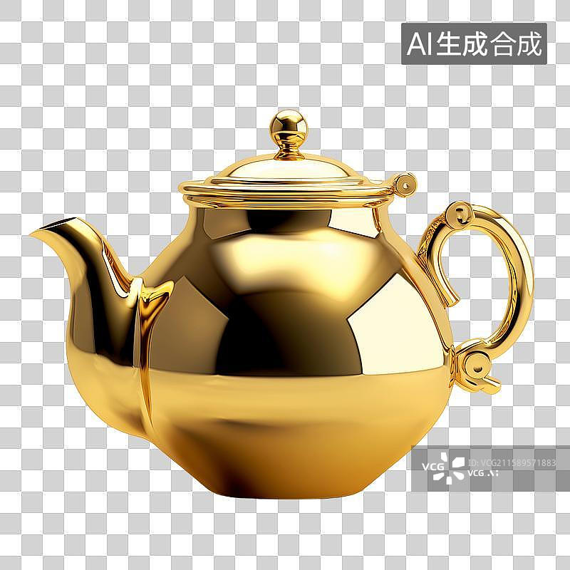 【AI数字艺术】一个金茶壶艺术设计素材图片素材